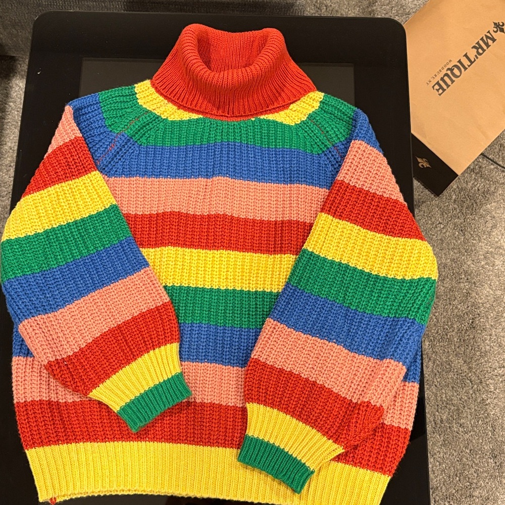 Colorful Striped Turtleneck Sweater